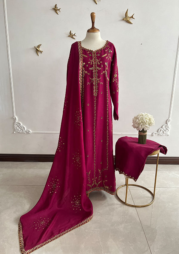 Shermeen-with-Izaar-Pants-and-Dupatta-Pink-Featured-Image