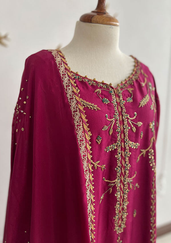 Shermeen-with-Izaar-Pants-and-Dupatta-Pink-Image-One