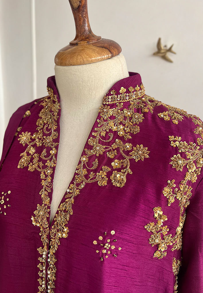 Aylee-with-Crushed-Dhaka-Pants-and-Dupatta-Plum-Image-Three