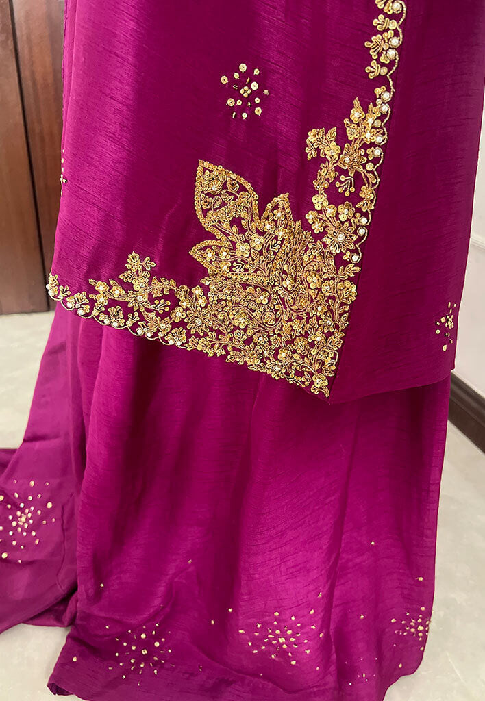 Aylee-with-Crushed-Dhaka-Pants-and-Dupatta-Plum-Image-Two