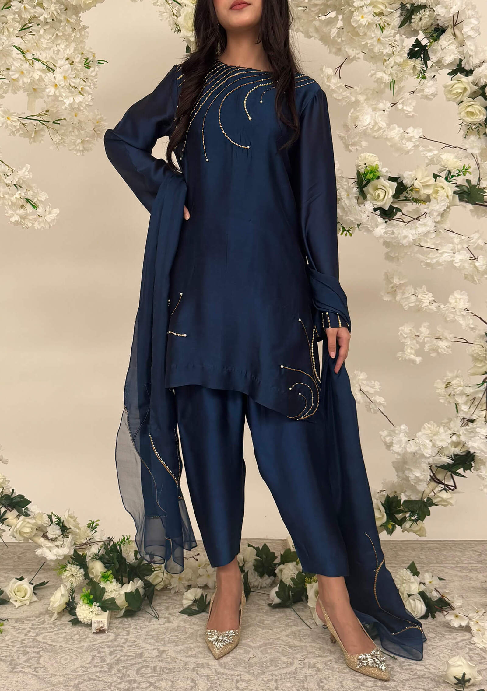 Mavi-with-Shalwar-&amp;-Dupatta Image One
