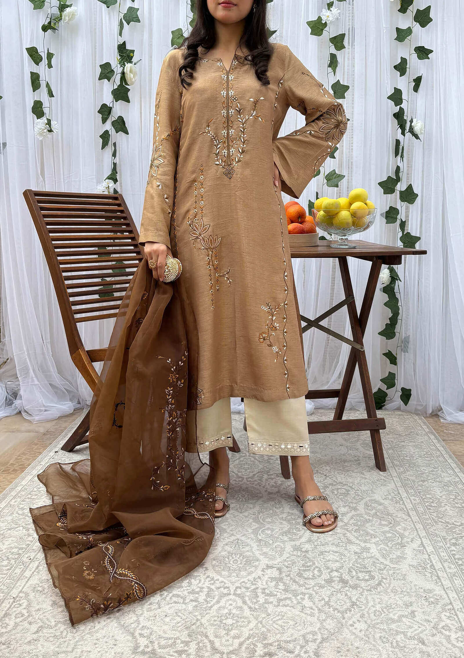 Mocha-with-Izaar-&-Dupatta-Image-One